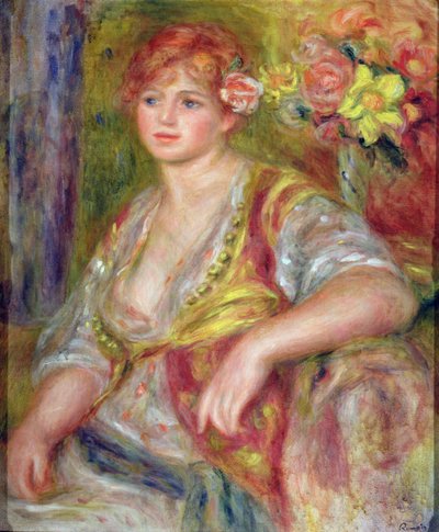 Mujer rubia con una rosa, c.1915-17 de Pierre Auguste Renoir